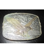 Vintage GOLD Tone EAGLE Nature Mountains Theme Belt Buckle #174624 - $641.86 MXN
