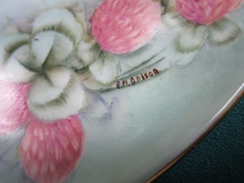 RS Prussia Tillowitz Silesia 6 1/2 Heart Shaped Golden Bird Cabinet Vanity Dish Item image 8