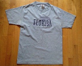 Florida Dolphin T Shirt Gray Size Medium 100% Cotton Made by Diamond Star - £6.22 GBP