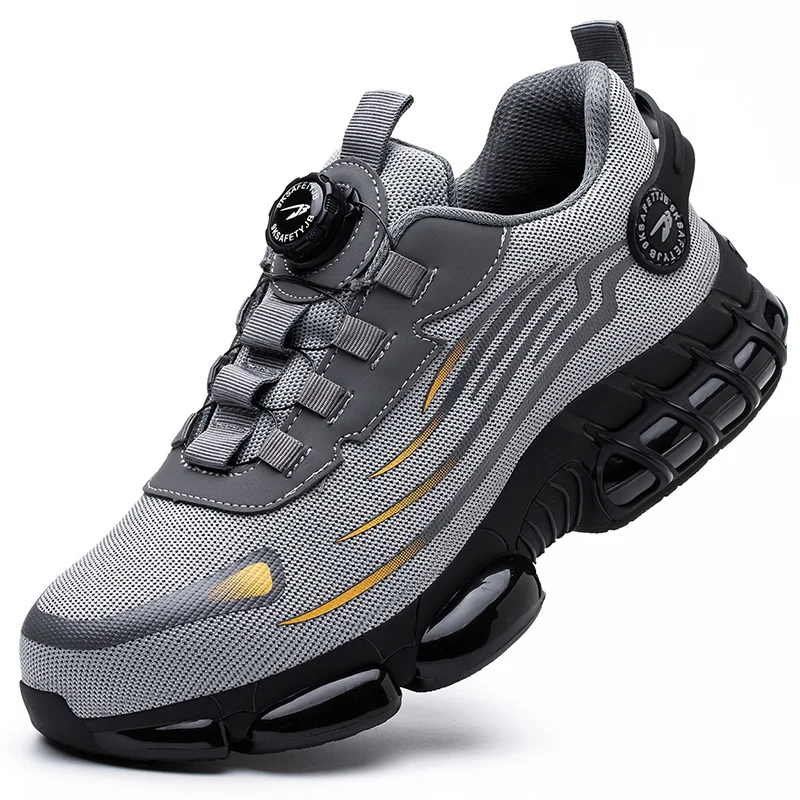 Rotating Button New Safety Shoes Men Anti-smash Anti-puncture Work Shoes Fashion - £59.44 GBP
