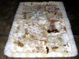 Babyalpaca fur rug with brown spots, from Peru, 200 x 220 cm/ 6'56 x 7'21 ft - $1,216.00