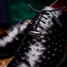 Criss Genuine Ostrich Quill Classic Dress Shoes Oxford Black image 11