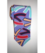 Yates &amp; Co London  4 colour abstract silk tie, handmade in England free ... - $21.00