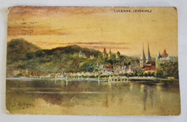 1924 LUCERNE EVENING STAMPED AND DATED POSTCARD ANTIQUE VINTAGE ENGLAND ... - £12.78 GBP