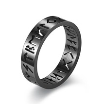 Black Valknut Viking Rune Band Ring Men Unisex Stainless Steel Jewelry S... - £8.78 GBP