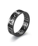 Black Valknut Viking Rune Band Ring Men Unisex Stainless Steel Jewelry S... - £8.64 GBP