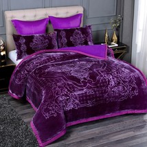 Solid Purple 3pc Sherpa Plush Heavy Blanket Korean Style Blanket Winter - £97.28 GBP