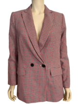 NWT  Talbots Red, White, Blue Houndstooth Cotton Lined Double Breasted Blazer 10 - £58.70 GBP