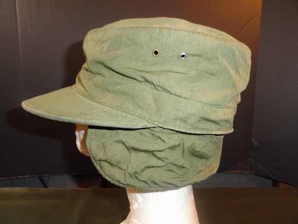 ORIGINAL M-1951 KOREAN WAR OG-107 SATEEN COLD WEATHER PATROL CAP W/FLAPS... - $54.17