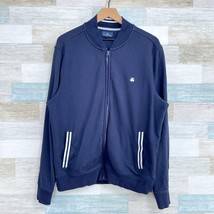 Brooks Brothers Full Zip Sweater Jacket Blue White Tipped Cotton Mens Large - £29.56 GBP