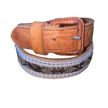 Brown Leather Embroidered Bohemian Retro Women’s Belt Size 30 - £25.97 GBP