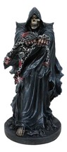 Black Angel of Death Grim Reaper With Chains Carved Knuckles Game Over Figurine - £35.95 GBP