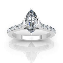 3.30Ct Marquise cut Cathedral Solitaire Engagement Ring Accents Sterling Silver - £86.02 GBP