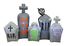 7 Foot Long Halloween Inflatable Tombstones Pathway Grim Reaper Yard Decoration - £63.34 GBP