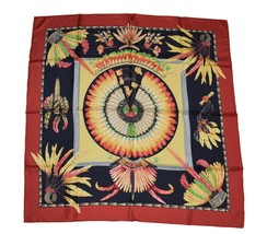 Hermes Scarf BRAZIL by Laurence Bourthoumieux Silk 90 cm Red Black 35&quot; ME21000 - £264.92 GBP