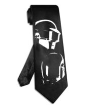 Daft Punk Helmet tie black satin silk hand-painted necktie - $28.00