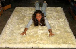 White Babyalpaca fur rug from Peru, 200 x 220 cm/ 6'56 x 7'21 ft - $1,216.00