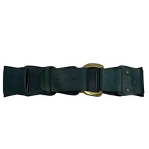 Línea Pelle Size M Belt Anthropologie Dark Green Leather Brass Chunky Wo... - £29.49 GBP