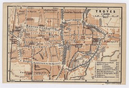 1904 Original Antique City Map Of Troyes / France - £17.13 GBP