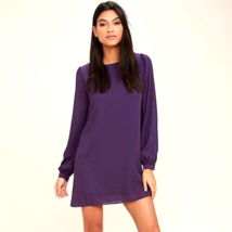 Lulus Swing Dress Womens M Purple Simple Lined Bell Sleeve Pocket Mini D... - £11.83 GBP