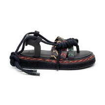FARM RIO Black Rope Tie Flatform Sandal Size 8 - 100% Vegan - Made In Brazil New - £70.03 GBP