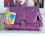 Kalencom Laminated Buckle Bag Purple Corduroy Bottle Bag Zip Pouch Chang... - $28.17