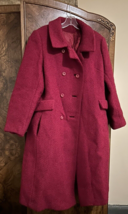 Vintage 1960&#39;s  Red Boucle Coat Long Med/Lg Valentine&#39;s ILGWU label Made in USA - £34.81 GBP