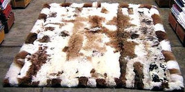 White, brown Babyalpaca fur rug, dark spots, 90 x 60 cm/ 2'95 x 1'97 ft - $203.00