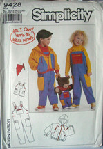 Pattern 9428 Overalls, for Child & Teddy Bear and Hoodie  sz 3-6 - $6.99