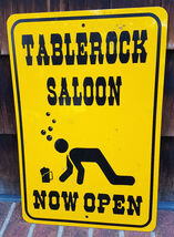 TABLEROCK SALOON Metal Bar Sign-Now Open-18" x 12"-Yellow Street Sign-Be... - $18.74