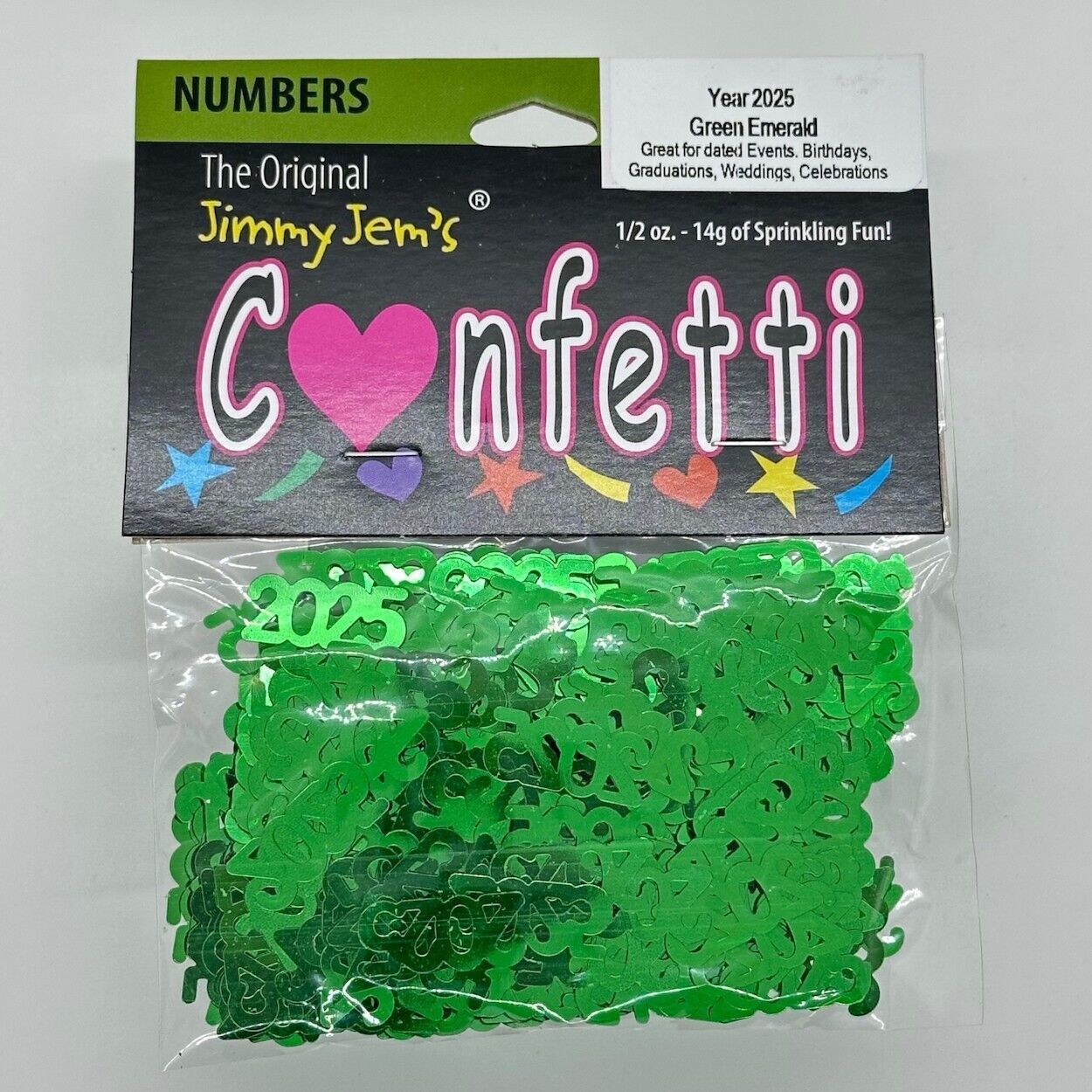 Confetti Year Number 2025 Green Half Oz Bag