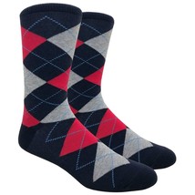 FINE FIT BLACK - NAVY BLUE GREY RED ARGYLE MENS DIAMOND PRINT DRESS CREW... - £6.03 GBP