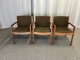 Vintage ARM CHAIR SET mid century modern wood office upholstered dining pair lot - £320.72 GBP