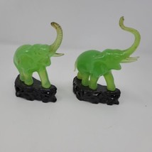 2 Green Elephant Figurine 4.75&quot; Good Luck Plastic Vita Hong Kong Feng Shui - £6.86 GBP