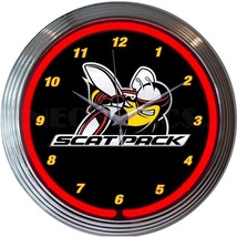 Dodge Scat Pack Car 15&quot; Neon Hanging Wall Clock 8SCATB - £65.57 GBP