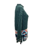 Vintage Harold’s Hand Knit Beaded High Neck Cotton Sweater Green Size S/M - $34.27