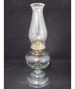 Vinatge HURRICANE LAMP GLOBE 17&quot; Clear BLOWN Glass DIMPLED Brass Wick Ad... - $316.43 MXN