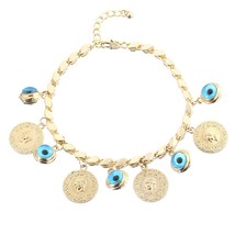 Fashion Luxury Gold Jewelry Women Coin Lucky Evil Eye Couple Charm Brace... - £18.06 GBP