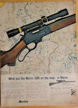 Vintage Ad Marlin Rifle &#39;Marlin 336 On The Map In Maine&#39; 1963 - £6.76 GBP