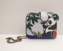 Crossbody Hard Women&#39;s Bag Purse Beaded PANDA Tropical Design 6.5 x 5 x 2.5 - £23.45 GBP