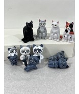 Squatting Cat Angry Japanese Figures Lot of 10 Cake Toppers Play Toy - £8.84 GBP