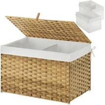 Storage Basket With Lid, Handwoven Large Shelf Basket With Cotton Liner ... - $111.99