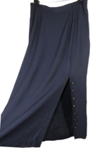 Vintage Giorgio Fiorlini Women&#39;s Navy Skirt, Decorative Buttons, Plus Si... - $24.99