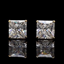 14K Yellow Gold 1.5Ct CVD Created Diamond Princess Screw Back Stud Earrings - $21,187.07 MXN