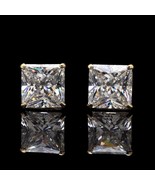 14K Yellow Gold 1.5Ct CVD Created Diamond Princess Screw Back Stud Earrings - €993,85 EUR