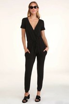 Lulus SEVANNAH charcoal Gray rayon SHORT SLEEVE JUMPSUIT M or 6-8 new - $501.74 MXN