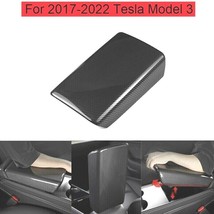 Fit Tesla Model 3 2017-2022Carbon Fiber Interior Armrest Storage Box Cov... - $28.00