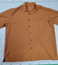 Eddie Bauer Sport Men&#39;s XL Shirt Orange Short Sleeve Button Zip Pocket V... - $13.00