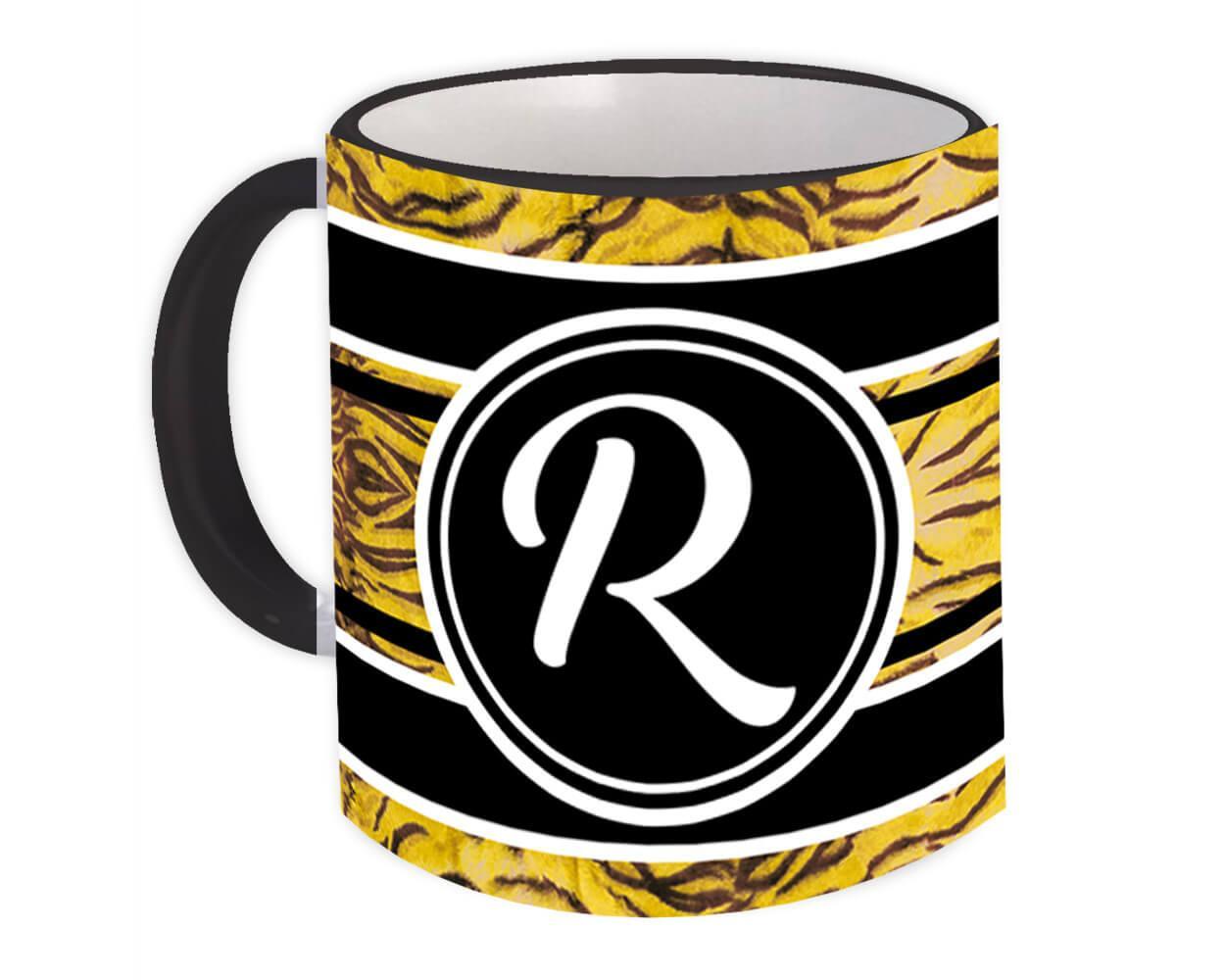 Monogram Letter R : Gift Mug Tiger Initial ABC Alphabet Animal Print ...