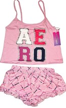 Aeropostale Pink Cami Tank Top And Ruffle Shorts Pajama Set - £15.70 GBP